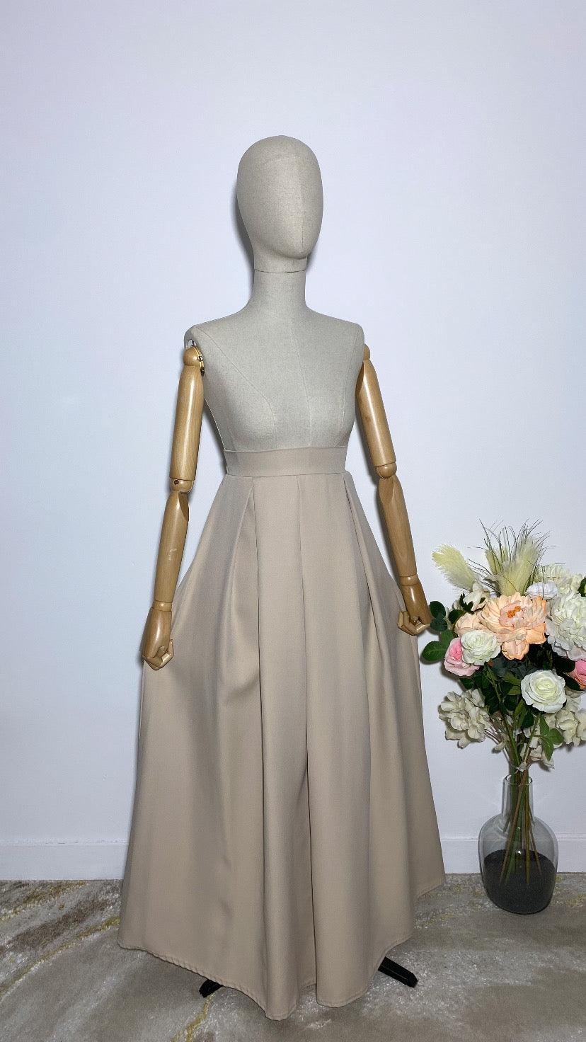LONG BEIGE TRAPEZE SKIRT
