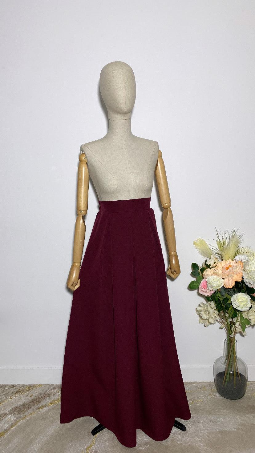 LONG BURGUNDY TRAPEZE SKIRT