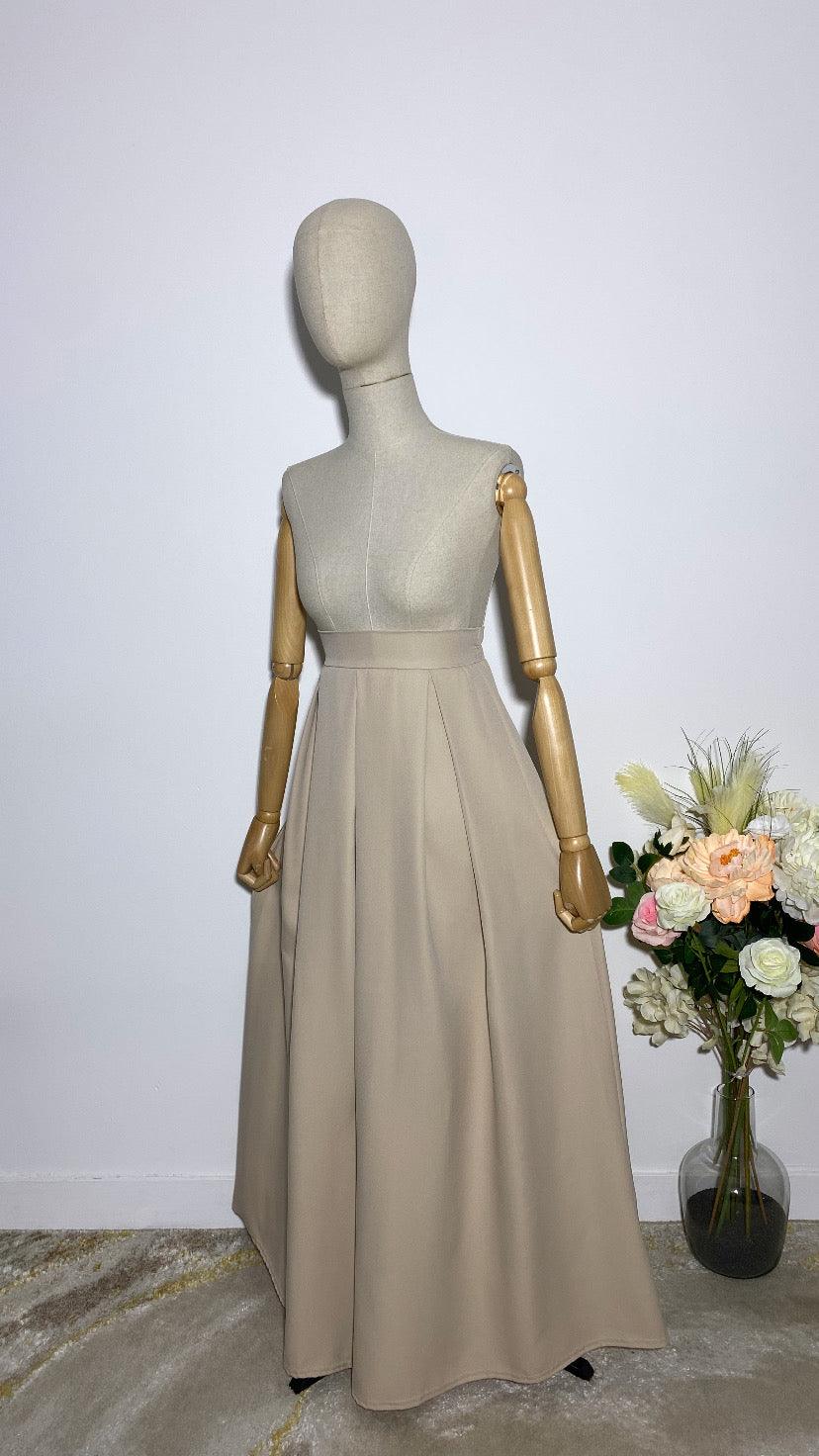 LONG BEIGE TRAPEZE SKIRT