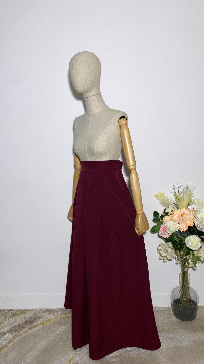 LONG BURGUNDY TRAPEZE SKIRT