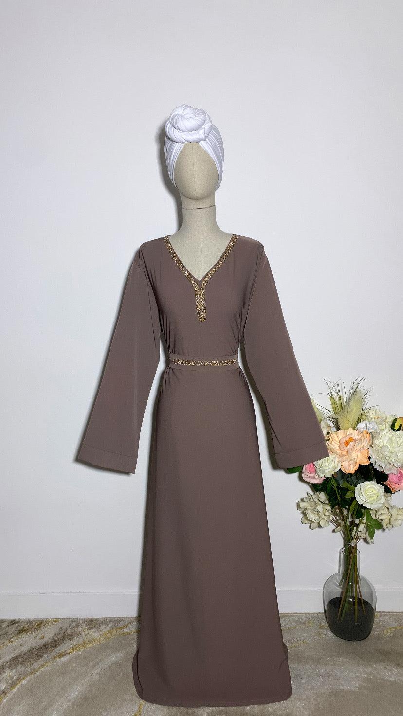 ABAYA NERMIN DEEP TAUPE