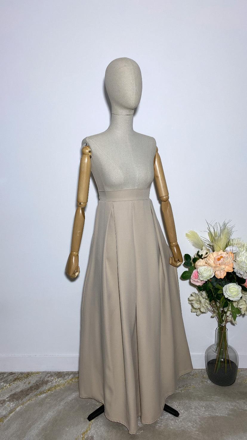 LONG BEIGE TRAPEZE SKIRT