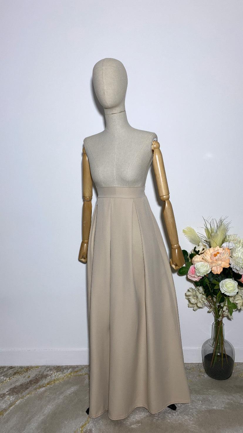 LONG BEIGE TRAPEZE SKIRT