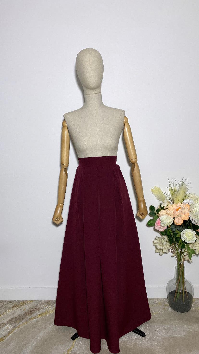 LONG BURGUNDY TRAPEZE SKIRT