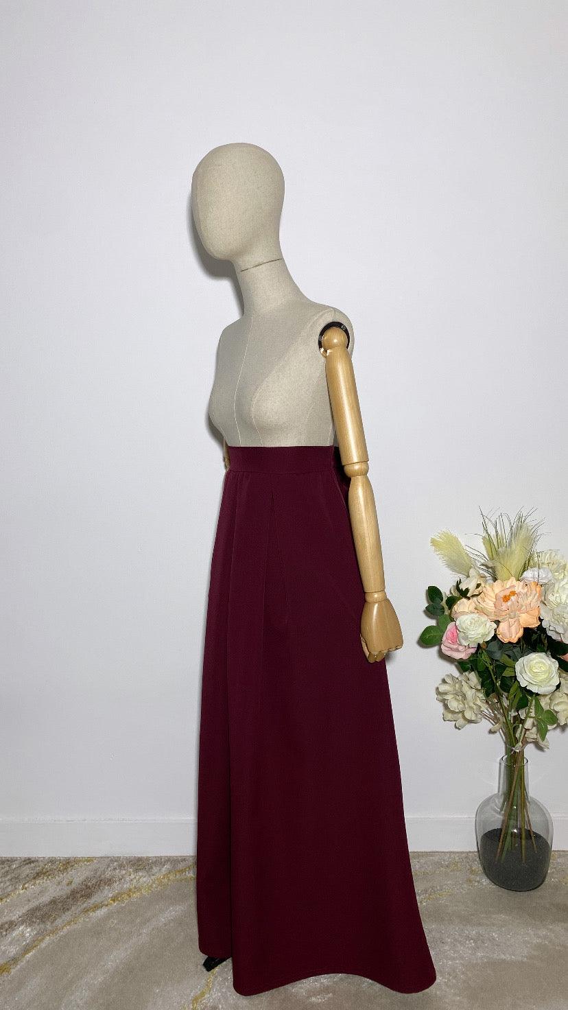LONG BURGUNDY TRAPEZE SKIRT