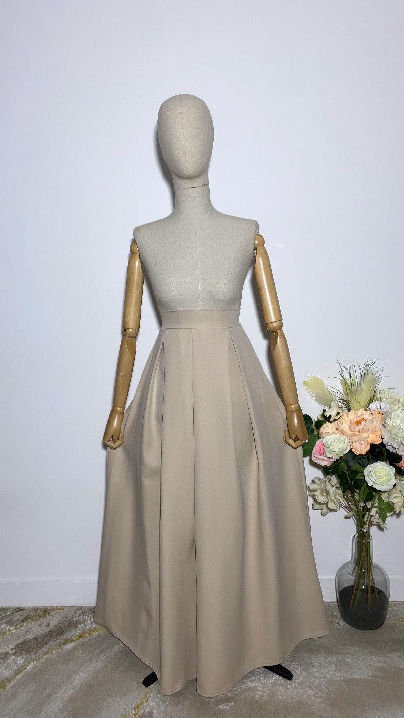LONG BEIGE TRAPEZE SKIRT