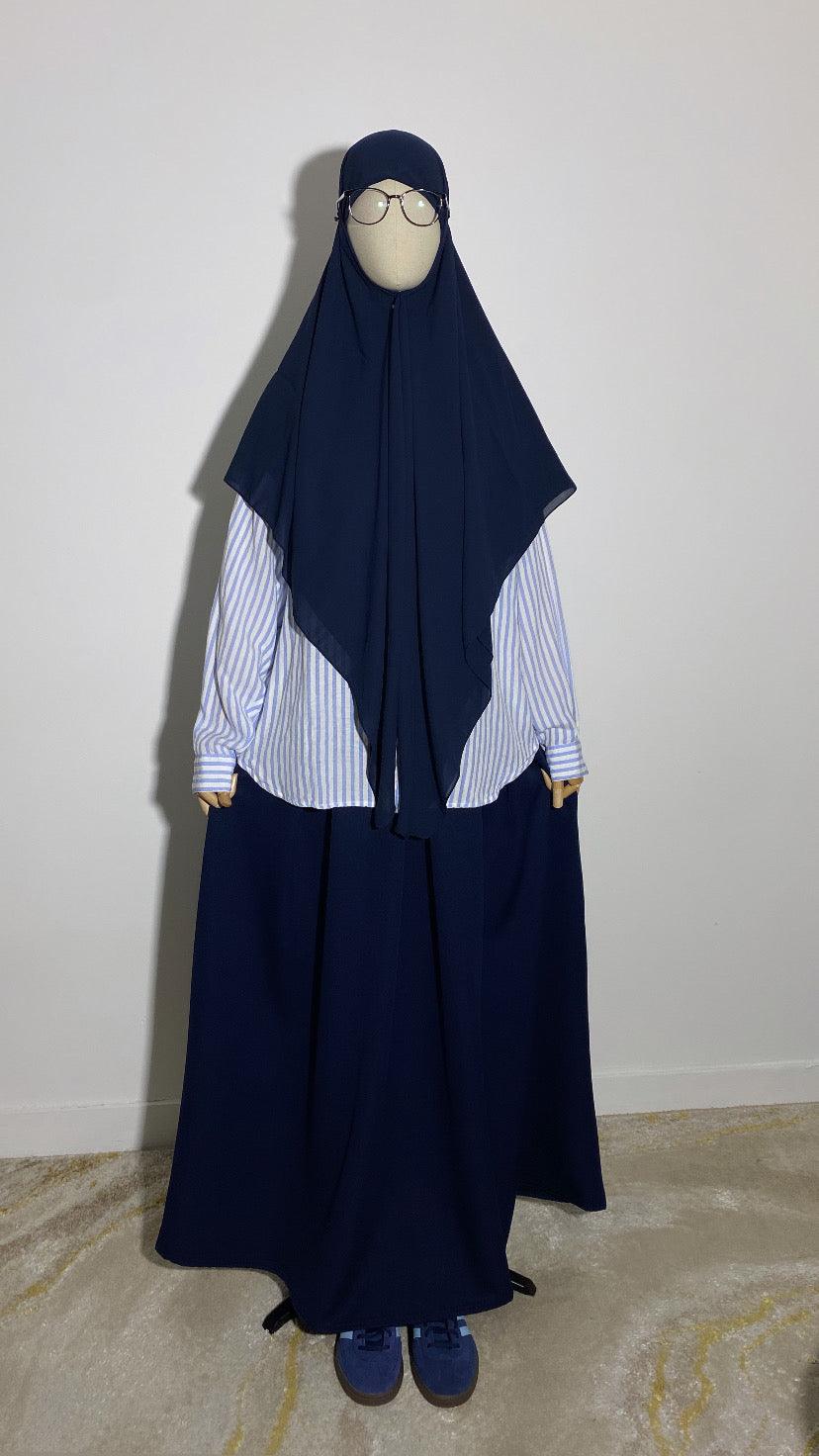 LONG NAVY TRAPEZE SKIRT