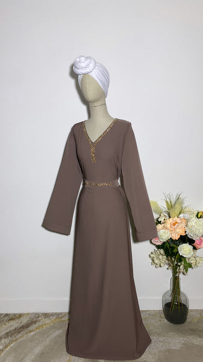 ABAYA NERMIN DEEP TAUPE