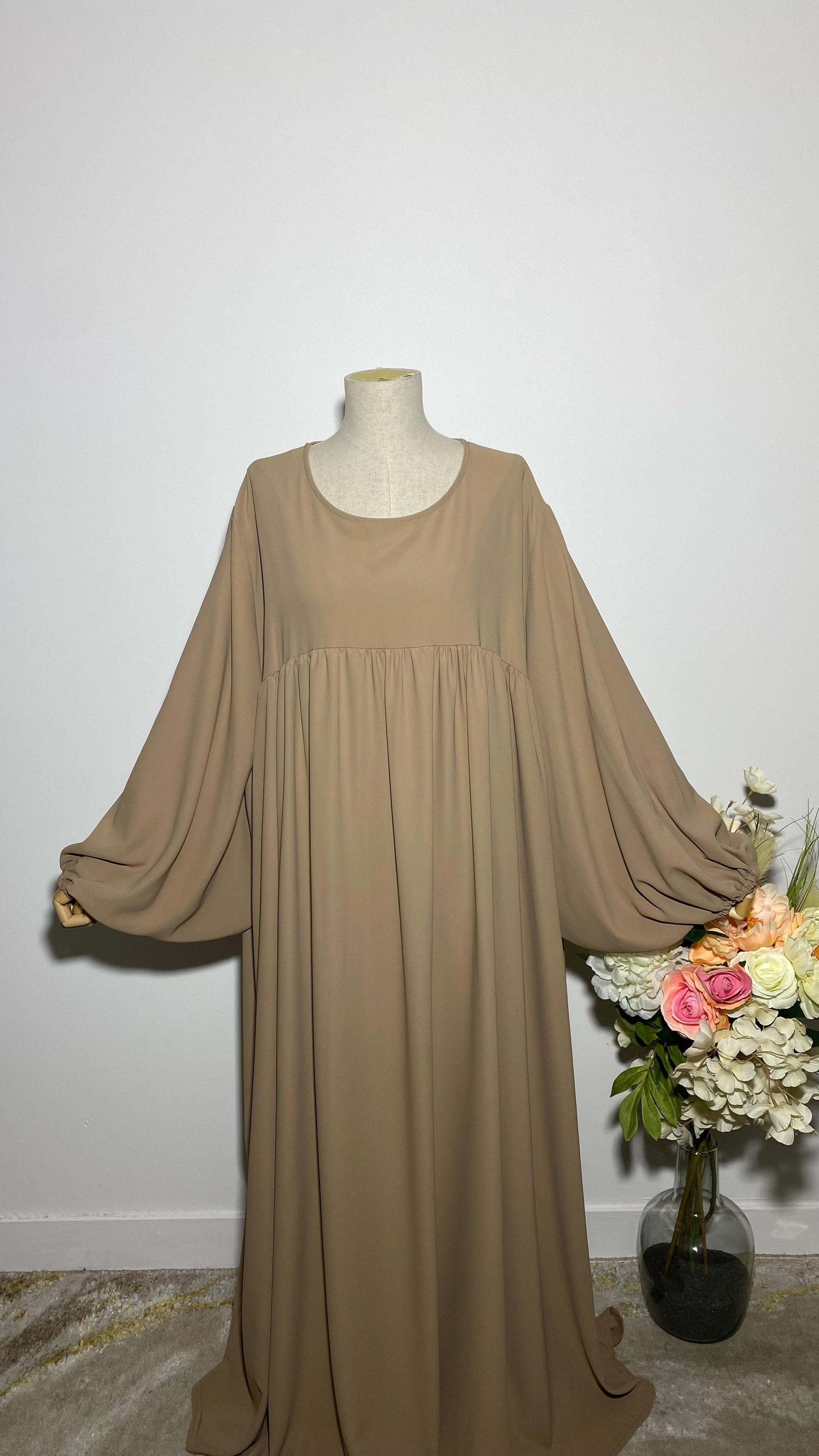 ABAYA JINA BEIGE FONCÉ - BAYT AL MUMIN