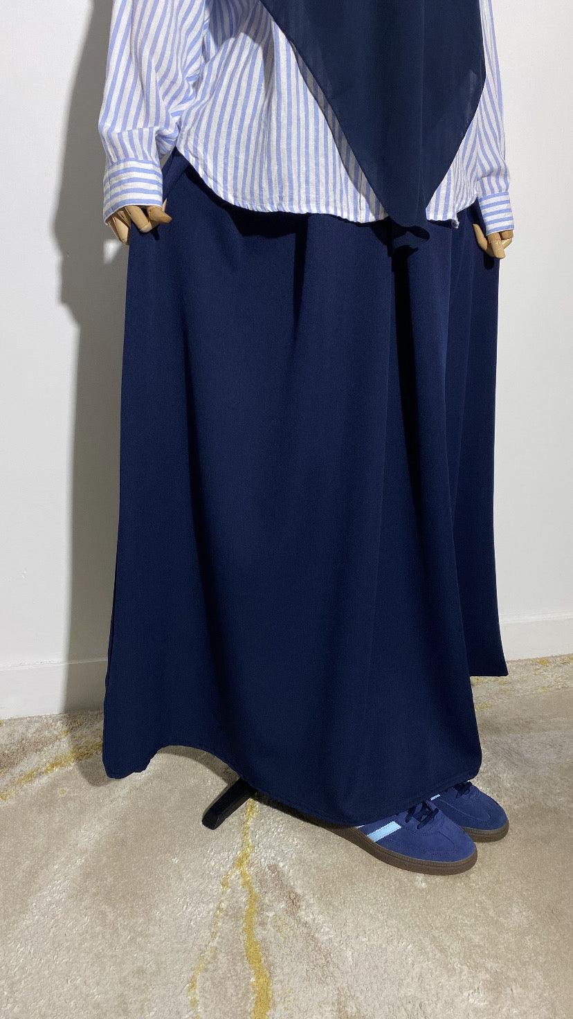 LONG NAVY TRAPEZE SKIRT