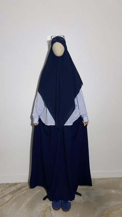 LONG NAVY TRAPEZE SKIRT