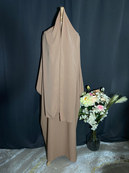 ABAYA RIHEB BEIGE FONCÉ - BAYT AL MUMIN