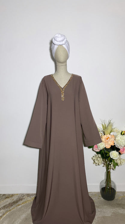 ABAYA NERMIN DEEP TAUPE