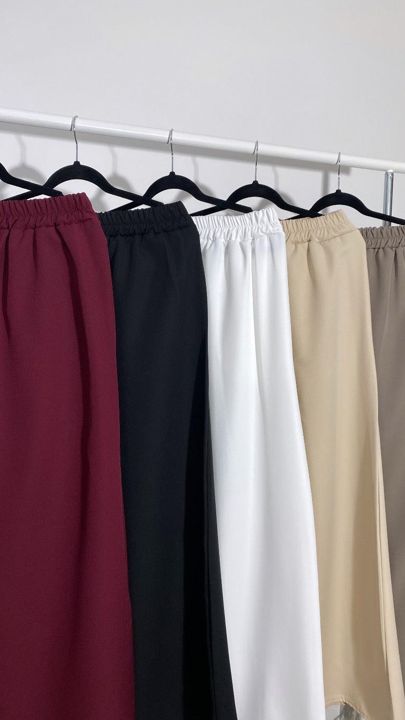 LONG BURGUNDY TRAPEZE SKIRT