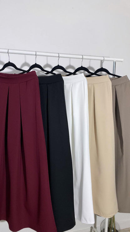 LONG BURGUNDY TRAPEZE SKIRT