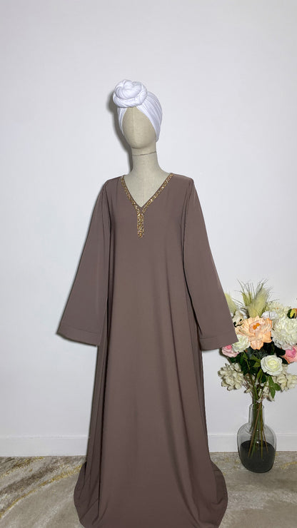 ABAYA NERMIN DEEP TAUPE