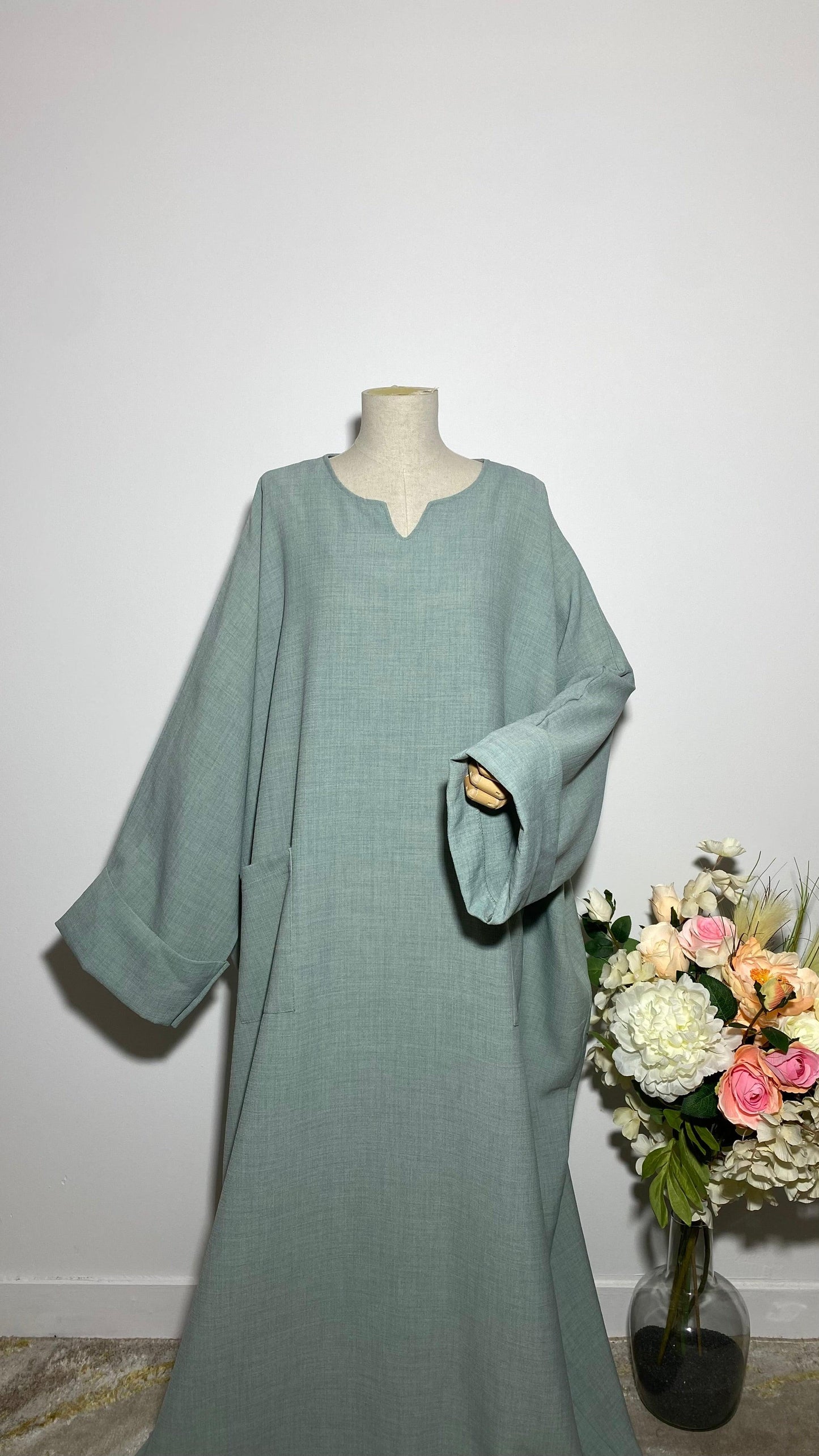 ABAYA YUMNA BLEU PASTEL - BAYT AL MUMIN