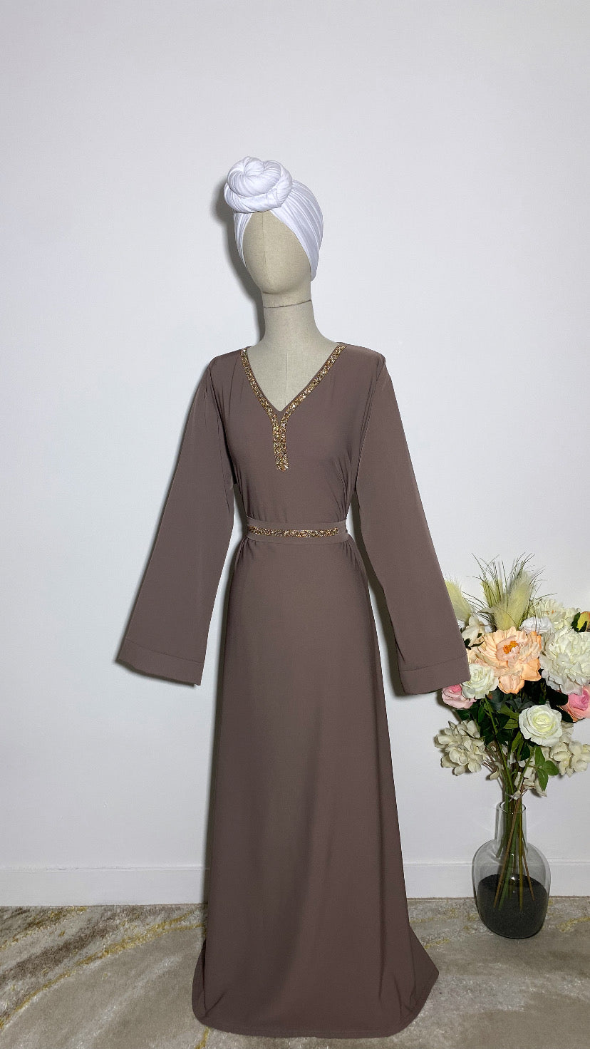 ABAYA NERMIN DEEP TAUPE