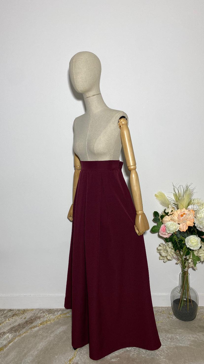 JUPE TRAPEZE LONGUE BURGUNDY - BAYT AL MUMIN