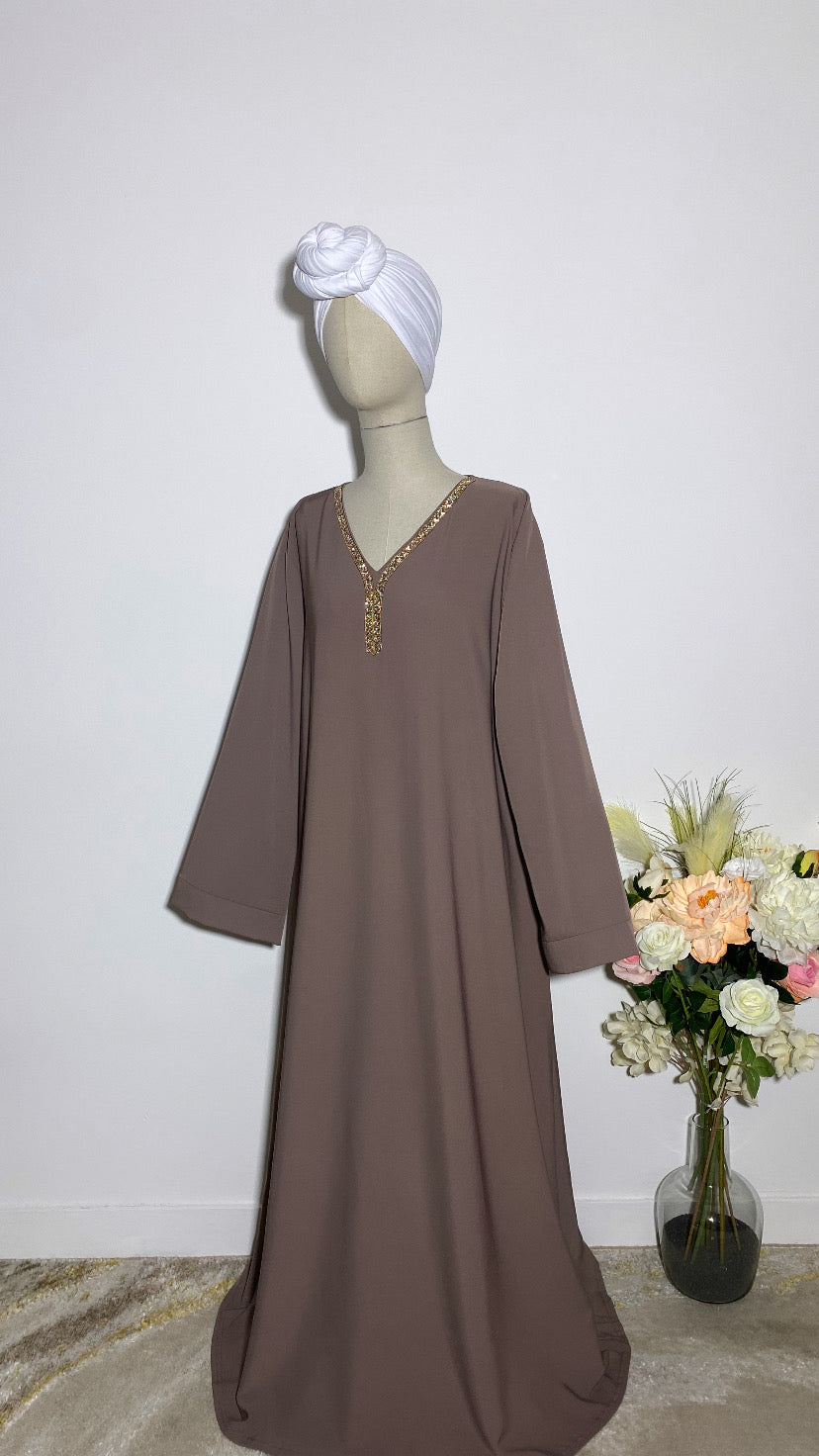 ABAYA NERMIN DEEP TAUPE