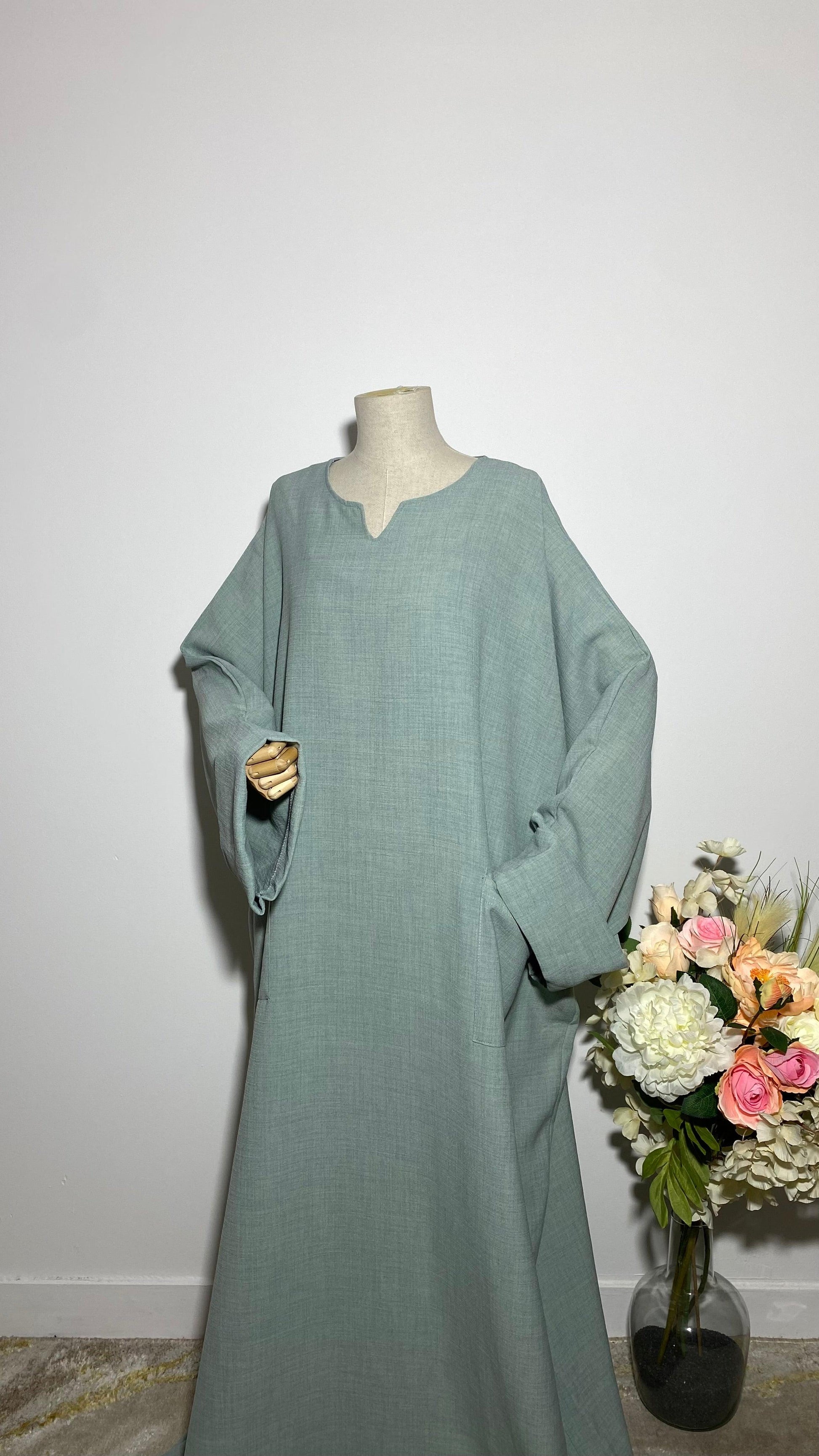 ABAYA YUMNA BLEU PASTEL - BAYT AL MUMIN