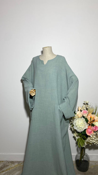 ABAYA YUMNA BLEU PASTEL - BAYT AL MUMIN