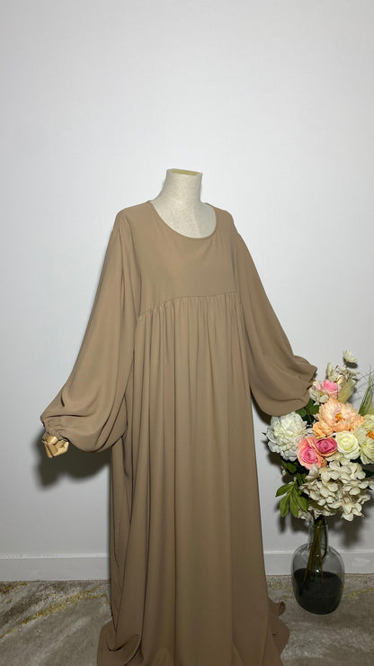 ABAYA JINA BEIGE FONCÉ - BAYT AL MUMIN