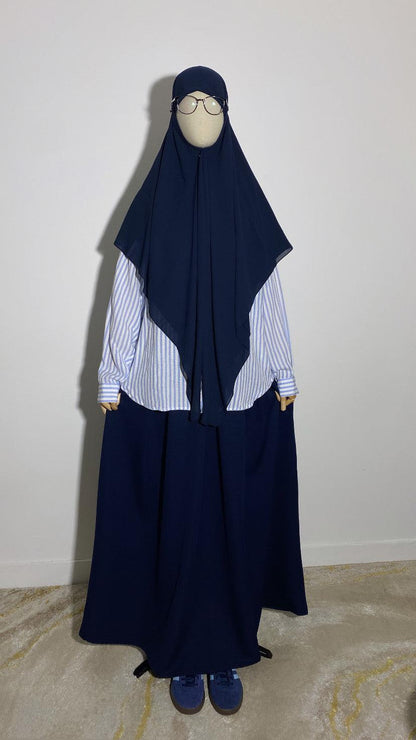LONG NAVY TRAPEZE SKIRT